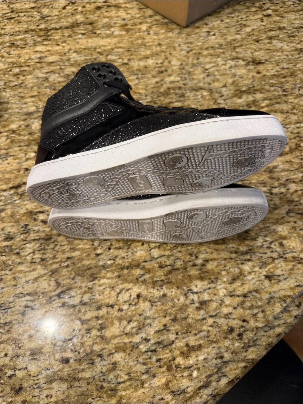 Black Patent High-Top Sneakers